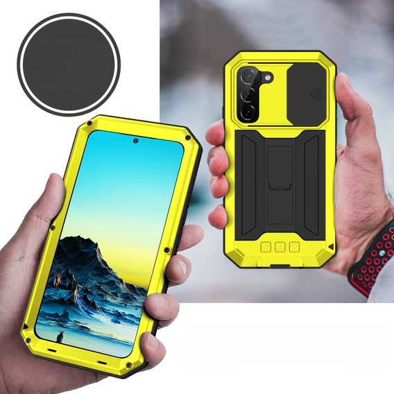 Бронированный чехол для Samsung Galaxy S22, R-JUST CamShield Slide, жёлтый