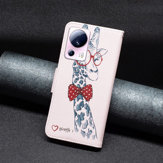 Откидной чехол для Xiaomi 13 Lite, Wallet, giraffe, розовый