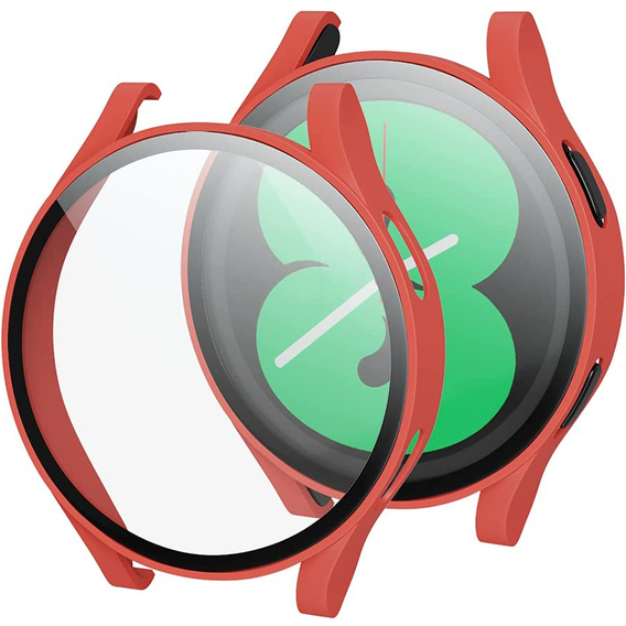 2в1 чехол и защитное стекло для часов Samsung Galaxy Watch 4 44mm, Red