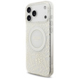 Чехол Guess IML Flowers Electroplated Allover With Beads Strap, для MagSafe, с ремешком для iPhone 17 Pro Max