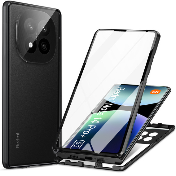 Чохол для Xiaomi Redmi Note 14 Pro+, Magnetic Dual Glass, чорний