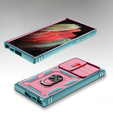 Чехол NOX Camera Slide Samsung Galaxy S23 Ultra, CamShield Slide, розовый / зеленый