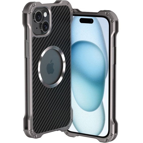 Чехол R-JUST для iPhone 15 Plus, бронированный, для MagSafe, черный