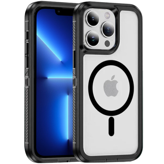 Чохол з рамкою для iPhone 13 Pro, для MagSafe, прозорий / чорний