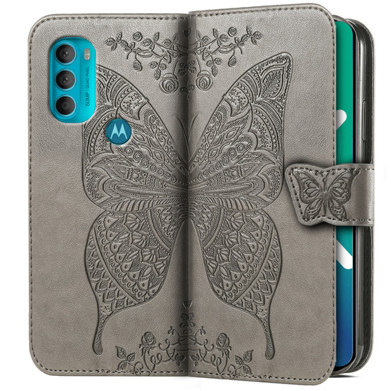 Чохол-книжка для Motorola Moto G71 5G, Butterfly, сірий