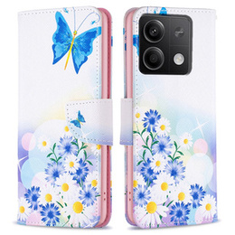 Чохол-книжка для Xiaomi Redmi Note 13 5G, Wallet, Butterfly & Flowers білий