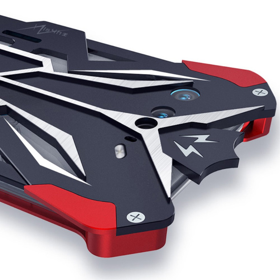Бронированный чехол для Asus ROG Phone 7 5G, Aluminum Alloy, чёрный / красный