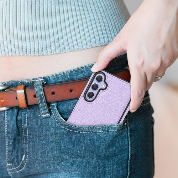 Кожаный чехол для Samsung Galaxy A54, Lychee leather Case, фиолетовый
