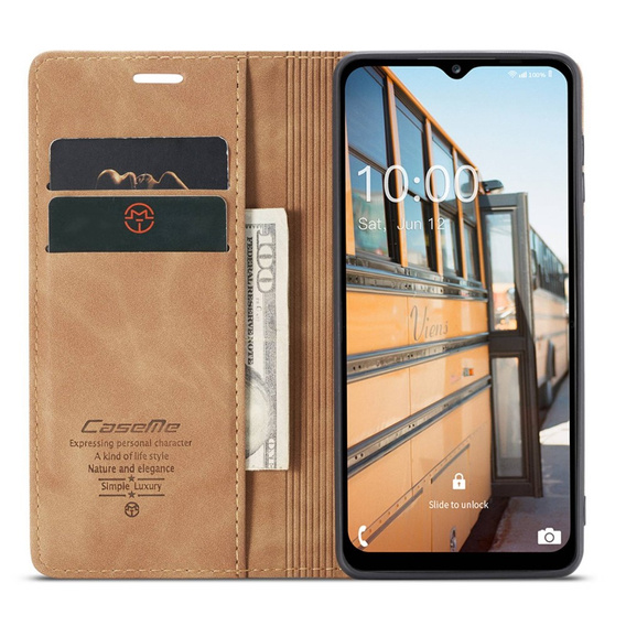 Чехол CASEME для Samsung Galaxy M33 5G, Leather Wallet Case, коричневый