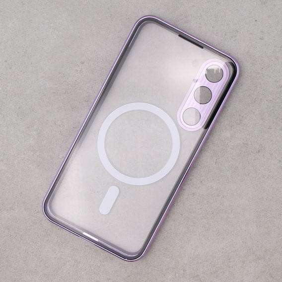 Магнітний чохол Dual Glass MagSafe для Samsung Galaxy S23, фіолетовий