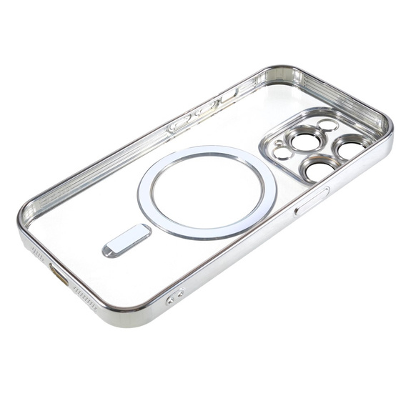 Чохол для iPhone 14 Pro, Electro MagSafe, сріблястий + Скло на екран
