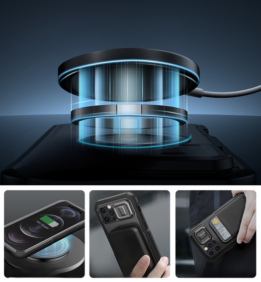 Броньований чохол для iPhone 12 / iPhone 12 Pro, Dexnor CamProtect MagSafe, чорний (Дві рамки)