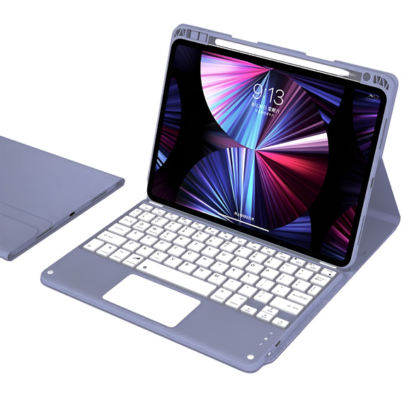 Чохол + клавіатура iPad 10.2 2021 / 2020 / 2019 / Air 10.5 2019, Leather Pen Slot TouchPad, фіолетовий