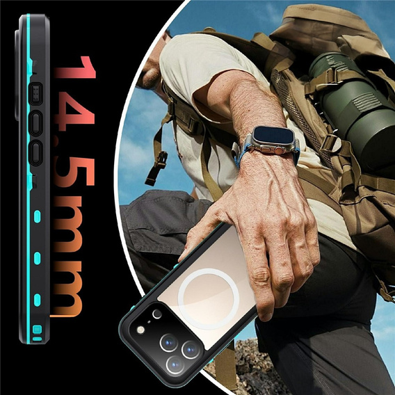 Чохол для iPhone 17 Pro, водонепроникний IP68, SHELLBOX MagSafe, синій