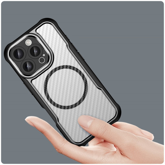 Чехол для iPhone 16 Pro, гибридный чехол Fusion Hybrid Carbon, для MagSafe, чёрный