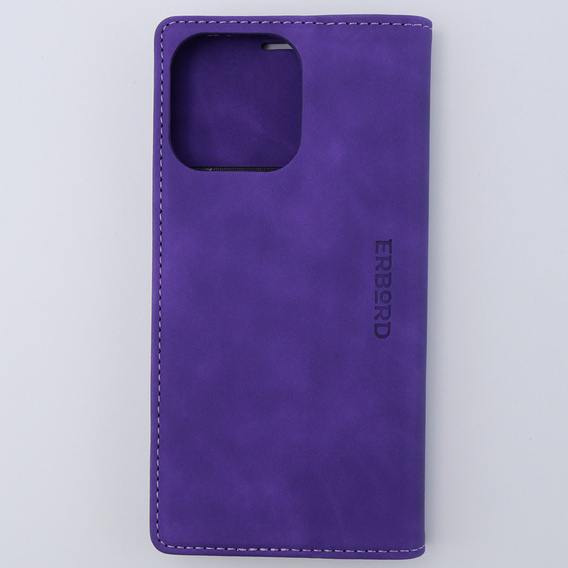 Чехол для iPhone 15 Pro, ERBORD Vintage, бумажник с клапаном, фиолетовый
