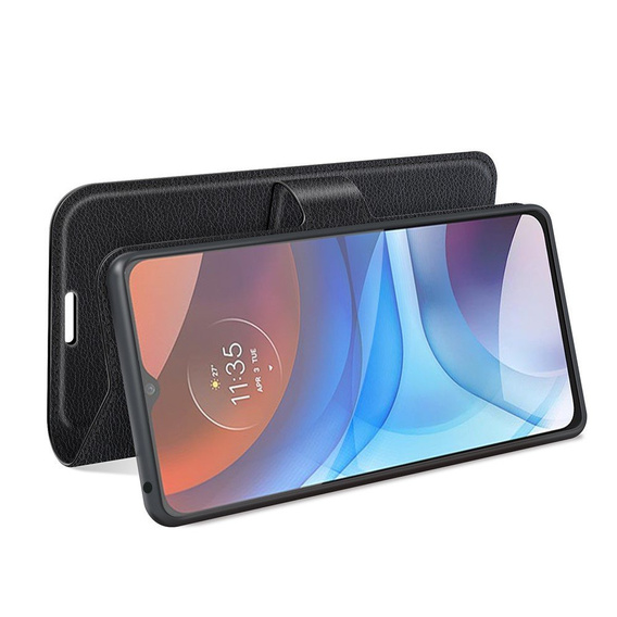 Чохол-книжка для Motorola Moto E7 Power / E7i Power, Wallet Litchi Texture, чорний