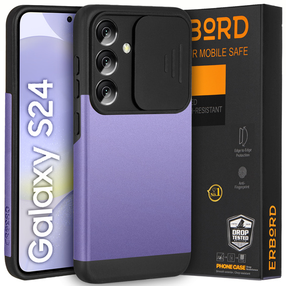 Чехол до Samsung Galaxy S24, ERBORD CamProtect Slide Camera, фиолетовый