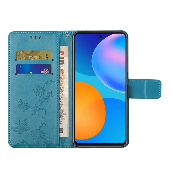 Откидной чехол для Xiaomi Redmi Note 10 5G / Poco M3 Pro 4G/5G, Butterfly, синий