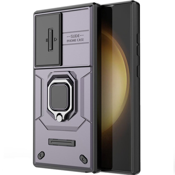 Чехол для Samsung Galaxy S24 Ultra, KickStand Camera Lens, фиолетовый