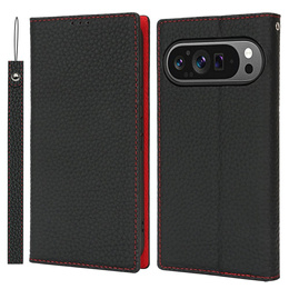 Чехол с откидной крышкой для Google Pixel 10 / 10 Pro, кожа Litchi Grain, черный