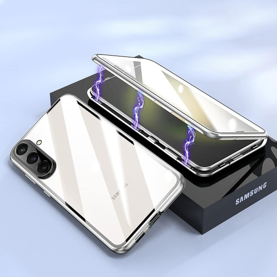 Чохол для Samsung Galaxy A56, Magnetic Dual Glass, сріблястий