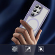 Чехол с рамкой для Samsung Galaxy S24 Ultra, для MagSafe, прозрачный / фиолетовый