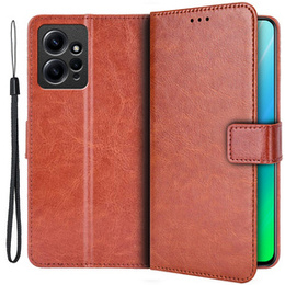 Откидной чехол для Xiaomi Redmi Note 12 4G, Crazy Horse Wallet, коричневый