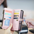 Чехол CASEME для Samsung Galaxy A56 5G, RFID Leather Wallet, с плечевым ремнем, розовый