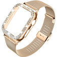 Металический браслет с чехлом для часов Apple Watch 4/5/6/SE 44mm, Rose Gold