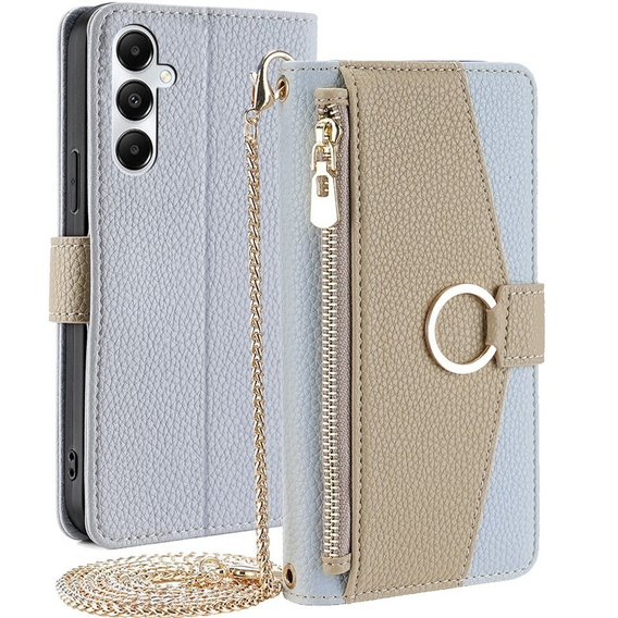 Флип-кейс для Samsung Galaxy A05s, Wallet Zipper Pocket, с зеркалом, синий