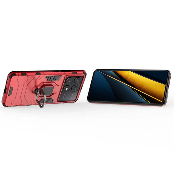 Чехол до Xiaomi Poco X6 Pro 5G, Kickstand Ring, чёрный
