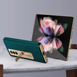Чохол із склом для Samsung Galaxy Z Fold 4 5G, Kickstand Cross Texture, Green