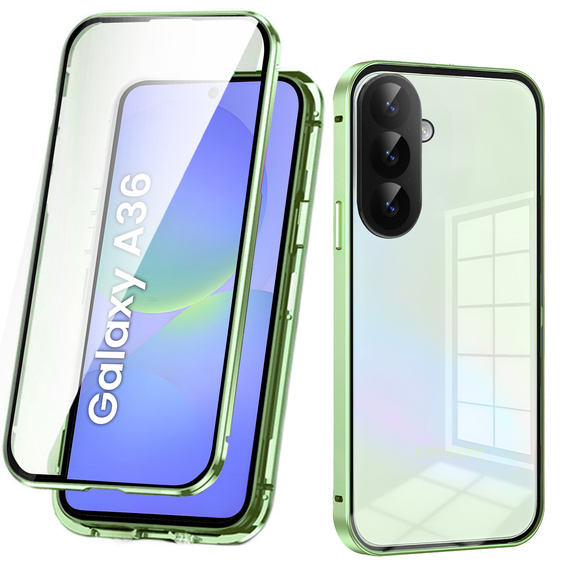 Чохол для Samsung Galaxy A36, Magnetic Dual Glass, зелений