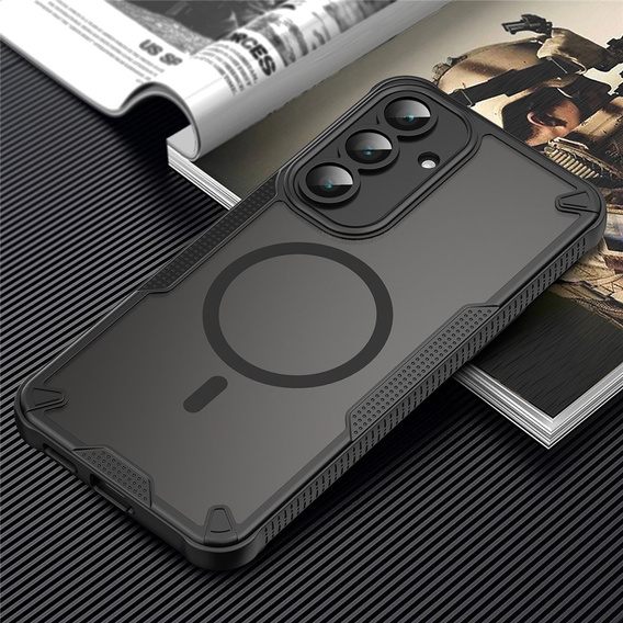 Бронированный чехол для Samsung Galaxy S25 FE, для MagSafe, матовый черный