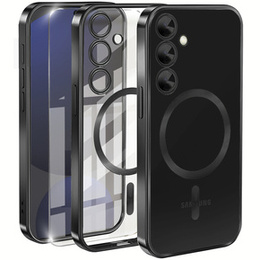 Чехол для Samsung Galaxy S24 FE, Electro MagSafe, чёрный + стекло для экрана