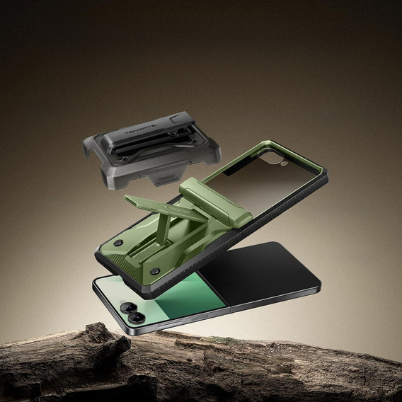 Чехол Tongate MECH с MagSafe для Samsung Galaxy Z Flip7 FE / Z Flip6, зеленый