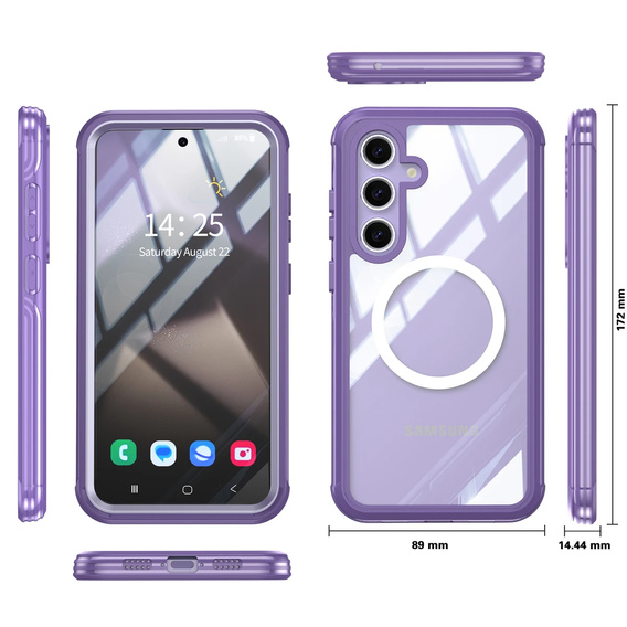 Чехол для Samsung Galaxy S25, Shockproof, со стеклом, для MagSafe, фиолетовый