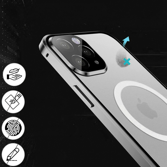 Магнітний чохол Dual Glass MagSafe для iPhone 14 Pro Max, сріблястий