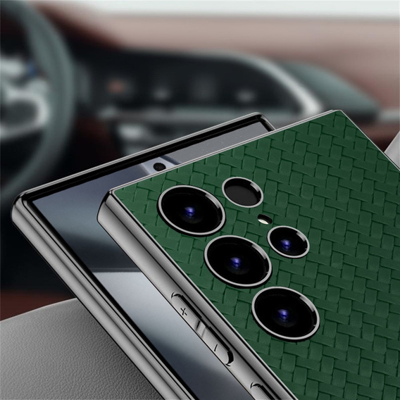 Чoхол до Samsung Galaxy S24 Ultra, GKK Woven Leather, зелений