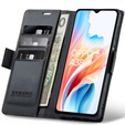 Чохол для Oppo A18 4G / A38 4G, ERBORD Glossy Litchi, гаманець з клапаном, чорний