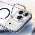 Чехол для iPhone 17 Pro Max, для MagSafe, с подставкой, прозрачный с темно-синими вставками