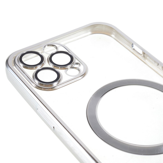 Чохол для iPhone 12 Pro, Electro MagSafe, сріблястий + Скло на екран