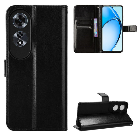Футляр з клапаном для Oppo A60, Crazy Horse Wallet, чорний