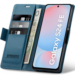 Чохол для Samsung Galaxy S24 FE, ERBORD Glossy Litchi, гаманець з клапаном, м'яти