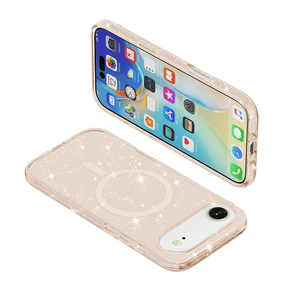 Чохол для iPhone Air, для MagSafe, глітер, напівпрозоре золото