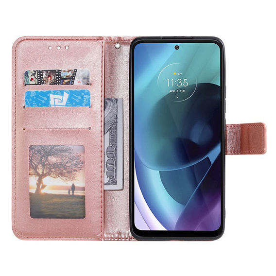 Откидной чехол для Motorola Moto G71 5G, Mandala, синий