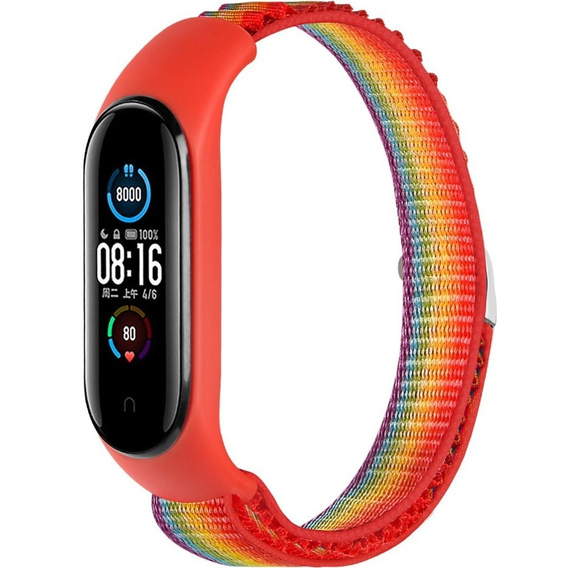Нейлоновий ремінець до Xiaomi Mi Band 3/4/5/6/7/7 NFC, Colorful / Red