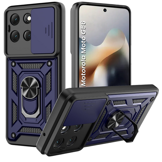 Броньований чохол для Motorola Moto G56 5G, CamShield Slide, синій