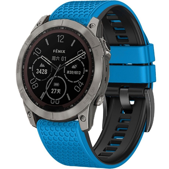Силіконовий ремінець для Garmin Fenix 7 / Forerunner 965 / 955 / 945 / 935, синій / чорний